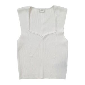 Abercrombie & Fitch Portrait Sweetheart Neck Sweater Tank White Women's Size L